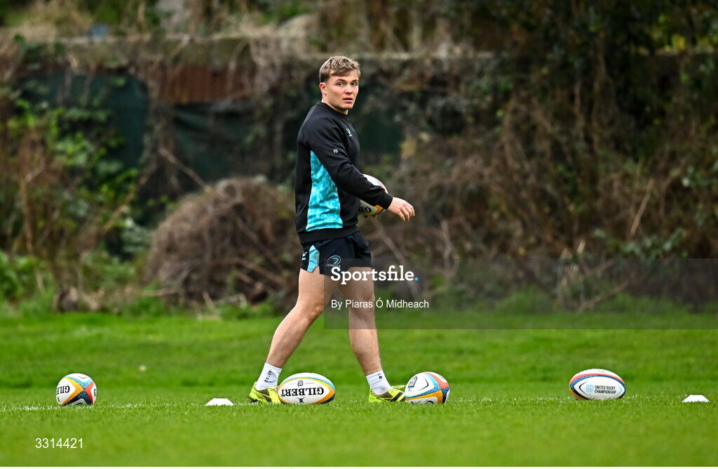 29 December 2025; Fintan Gunne during Leinster Rugby squad training at Rosemount in UCD, Dublin. Photo by Piaras Ó Mídheach/Sportsfile