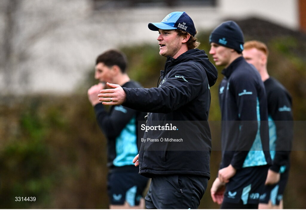 29 December 2025; Leinster assistant coach Tyler Bleyendaal during Leinster Rugby squad training at Rosemount in UCD, Dublin. Photo by Piaras Ó Mídheach/Sportsfile