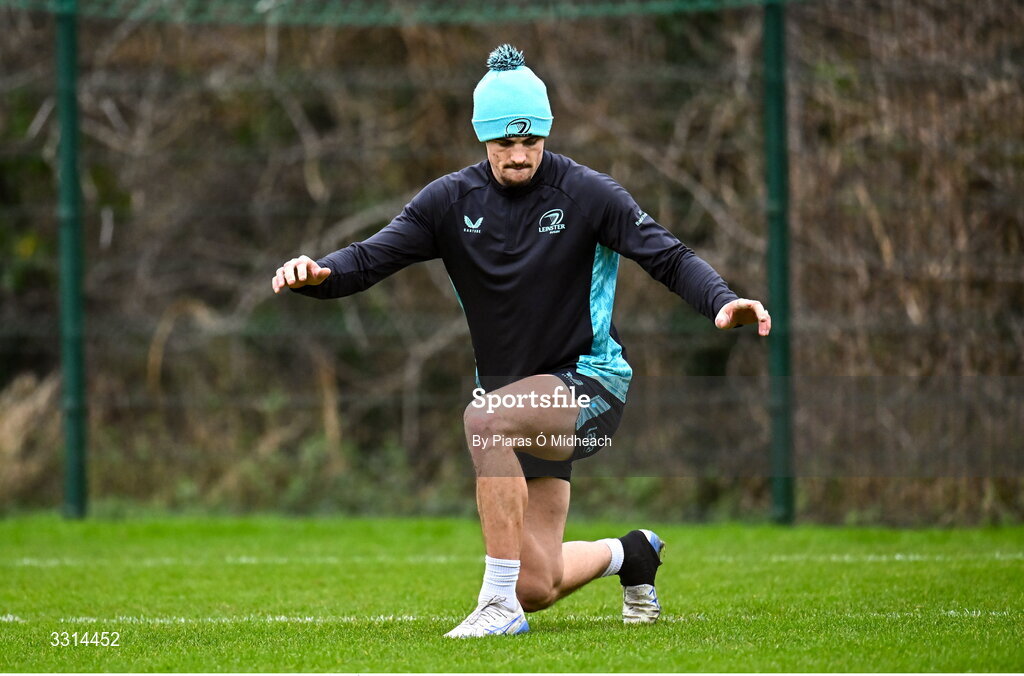 29 December 2025; Joshua Kenny during Leinster Rugby squad training at Rosemount in UCD, Dublin. Photo by Piaras Ó Mídheach/Sportsfile