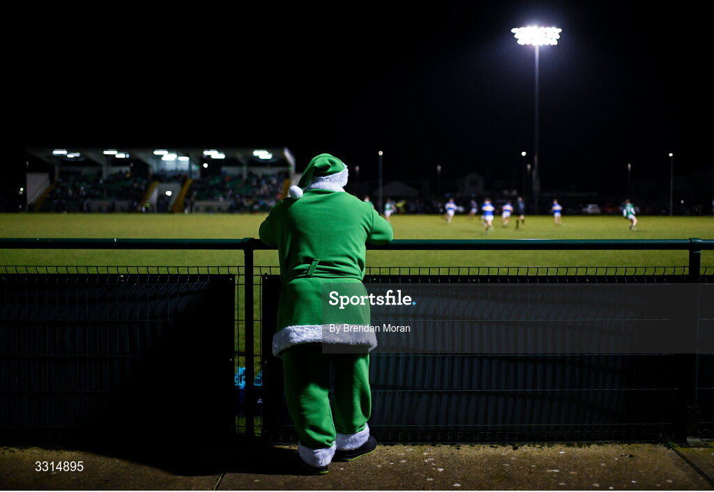 2 January 2026; Limerick supporter Pat Carroll, from Croom in Limerick, wearing a green Santa Claus outfit to keep warm, during the McGrath Cup match between Limerick and Tipperary at Mick Neville Park in Rathkeale, Limerick. Photo by Brendan Moran/Sportsfile