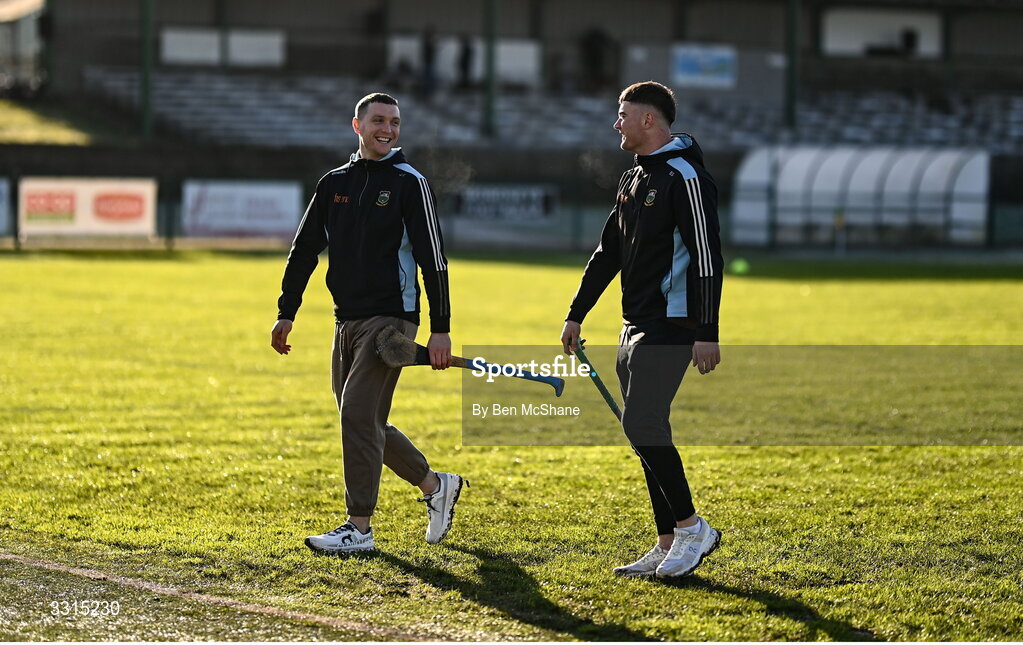 3 January 2026; Joe Fogarty, right, and Billy Seymour of Tipperary inspect the pitch before the Co-Op Superstores Munster Senior Hurling League match between Tipperary and Waterford at Clonmel Sportsfield in Clonmel, Tipperary. Photo by Ben McShane/Sportsfile