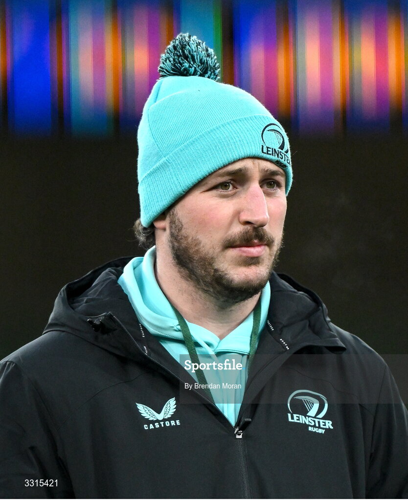 3 January 2026; Will Connors of Leinster walks the pitch before the United Rugby Championship match between Leinster and Connacht at Aviva Stadium in Dublin. Photo by Brendan Moran/Sportsfile
