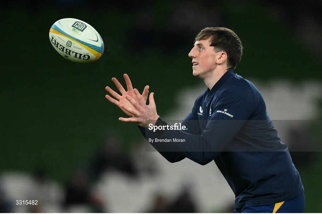 3 January 2026; Charlie Tector of Leinster warms up before the United Rugby Championship match between Leinster and Connacht at the Aviva Stadium in Dublin. Photo by Brendan Moran/Sportsfile
