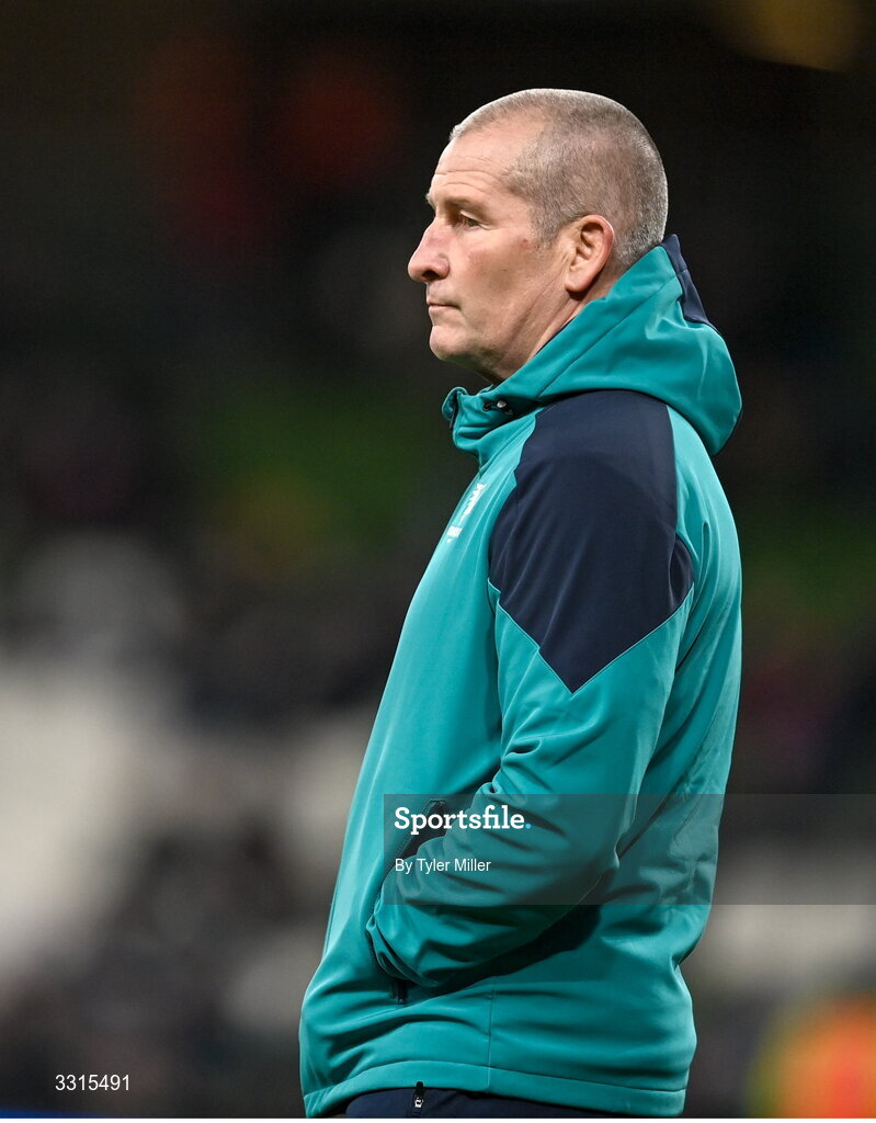 3 January 2026; Connacht head coach Stuart Lancaster before the United Rugby Championship match between Leinster and Connacht at the Aviva Stadium in Dublin. Photo by Tyler Miller/Sportsfile