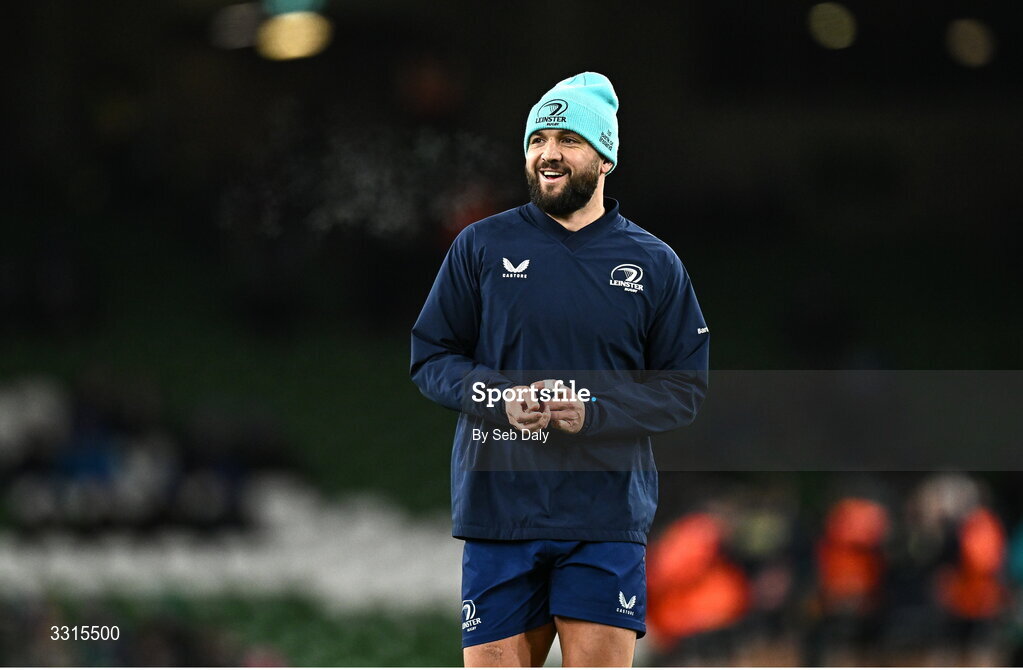 3 January 2026; Jamison Gibson-Park of Leinster warms up before the United Rugby Championship match between Leinster and Connacht at the Aviva Stadium in Dublin. Photo by Seb Daly/Sportsfile