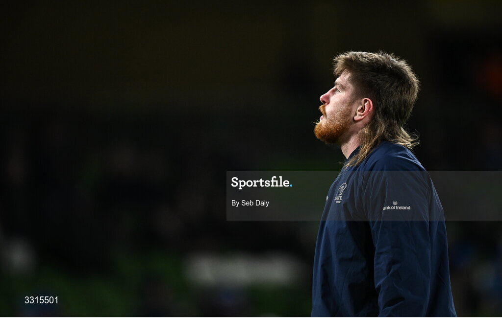 3 January 2026; Joe McCarthy of Leinster before the United Rugby Championship match between Leinster and Connacht at the Aviva Stadium in Dublin. Photo by Seb Daly/Sportsfile