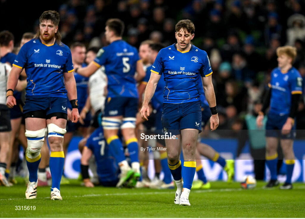 3 January 2026; Charlie Tector of Leinster after his side conceded a first try during the United Rugby Championship match between Leinster and Connacht at the Aviva Stadium in Dublin. Photo by Tyler Miller/Sportsfile