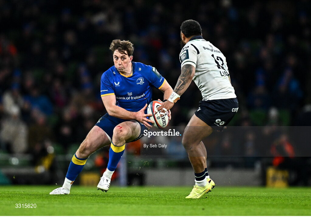 3 January 2026; Charlie Tector of Leinster during the United Rugby Championship match between Leinster and Connacht at the Aviva Stadium in Dublin. Photo by Seb Daly/Sportsfile