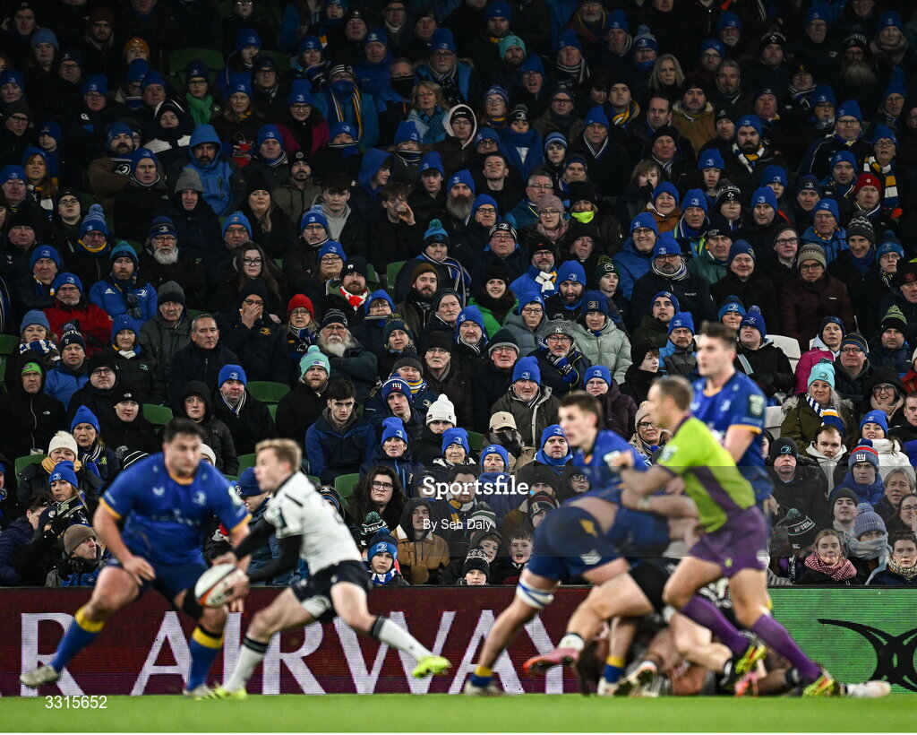 3 January 2026; Spectators during the United Rugby Championship match between Leinster and Connacht at the Aviva Stadium in Dublin. Photo by Seb Daly/Sportsfile