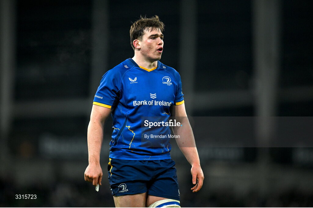 3 January 2026; Diarmuid Mangan of Leinster during the United Rugby Championship match between Leinster and Connacht at Aviva Stadium in Dublin. Photo by Brendan Moran/Sportsfile