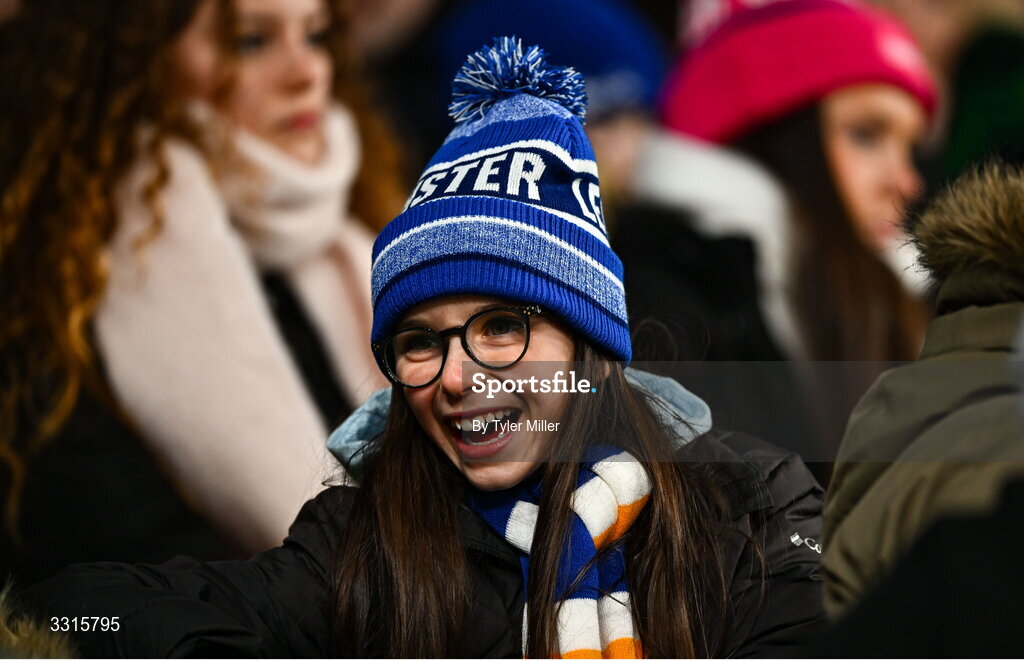 3 January 2026; A Leinster supporter during the United Rugby Championship match between Leinster and Connacht at the Aviva Stadium in Dublin. Photo by Tyler Miller/Sportsfile