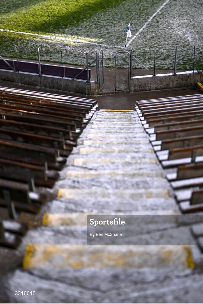 4 January 2026; A sideline flag is seen before the AIB GAA Football All-Ireland Senior Club Championship semi-final match between between St Brigid's of Roscommon and Scotstown of Monaghan at Kingspan Breffni in Cavan. Photo by Ben McShane/Sportsfile