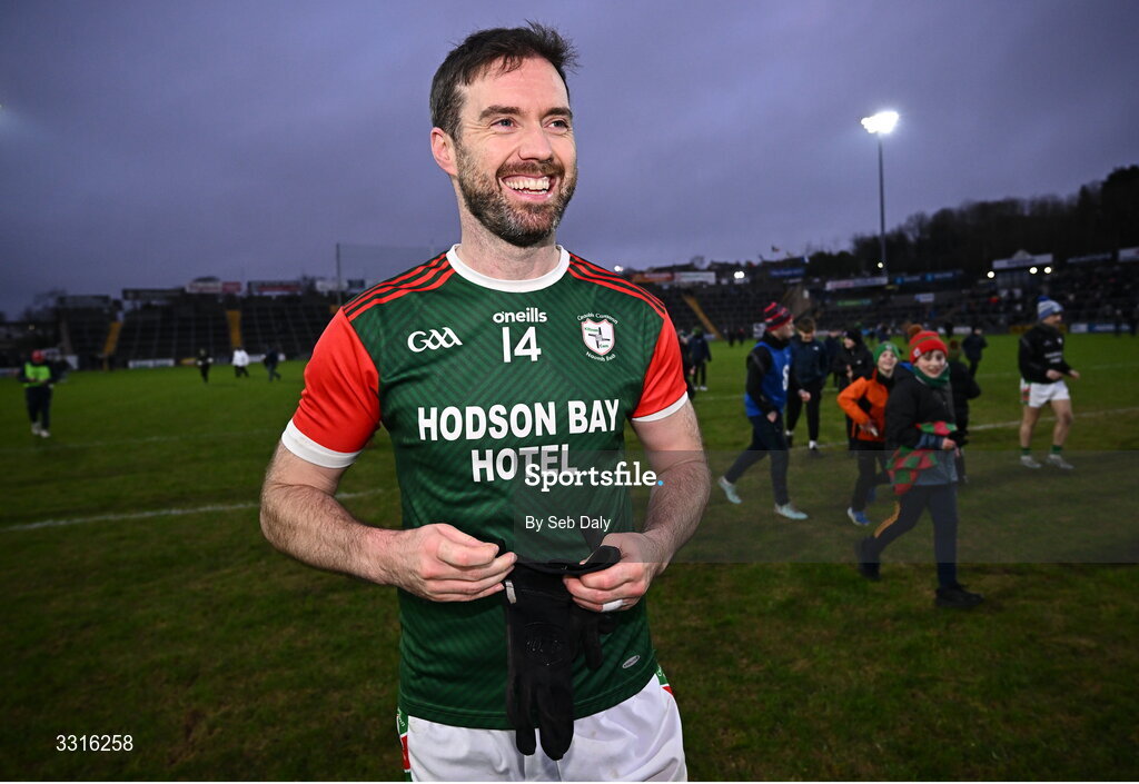 4 January 2026; Senan Kilbride of St Brigid's after his side's victory in the AIB GAA Football All-Ireland Senior Club Championship semi-final match between between St Brigid's of Roscommon and Scotstown of Monaghan at Kingspan Breffni in Cavan. Photo by Seb Daly/Sportsfile