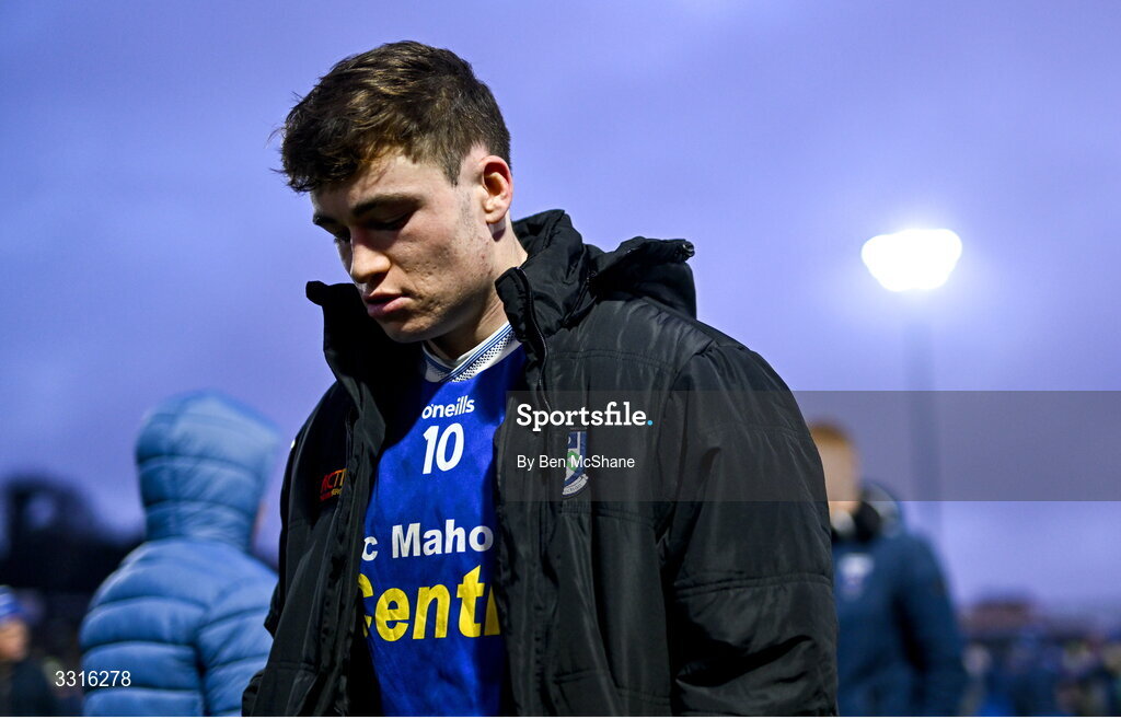 4 January 2026; Max Maguire of Scotstown makes his way off the pitch after his side's defeat in the AIB GAA Football All-Ireland Senior Club Championship semi-final match between between St Brigid's of Roscommon and Scotstown of Monaghan at Kingspan Breffni in Cavan. Photo by Ben McShane/Sportsfile