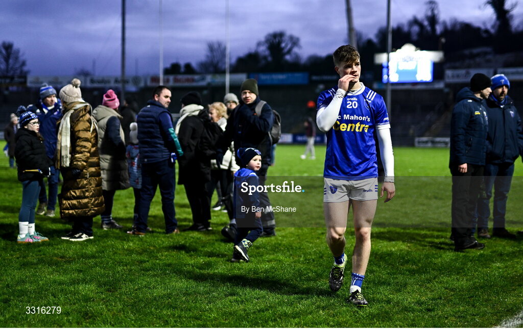 4 January 2026; Tommy Mallen of Scotstown makes his way off the pitch after his side's defeat in the AIB GAA Football All-Ireland Senior Club Championship semi-final match between between St Brigid's of Roscommon and Scotstown of Monaghan at Kingspan Breffni in Cavan. Photo by Ben McShane/Sportsfile
