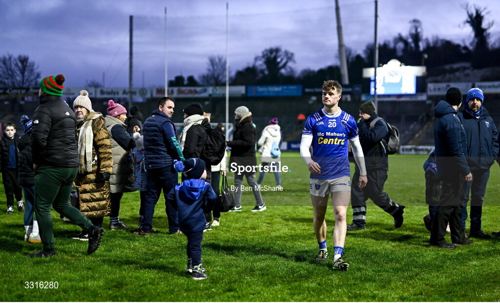 4 January 2026; Tommy Mallen of Scotstown makes his way off the pitch after his side's defeat in the AIB GAA Football All-Ireland Senior Club Championship semi-final match between between St Brigid's of Roscommon and Scotstown of Monaghan at Kingspan Breffni in Cavan. Photo by Ben McShane/Sportsfile