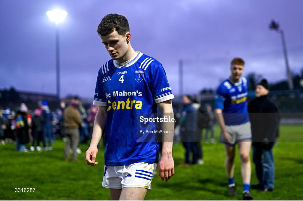 4 January 2026; Darragh Murray of Scotstown makes his way off the pitch after his side's defeat in the AIB GAA Football All-Ireland Senior Club Championship semi-final match between between St Brigid's of Roscommon and Scotstown of Monaghan at Kingspan Breffni in Cavan. Photo by Ben McShane/Sportsfile