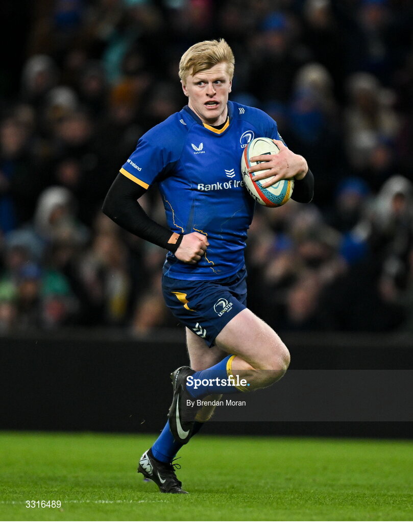 3 January 2026; Tommy O'Brien of Leinster during the United Rugby Championship match between Leinster and Connacht at Aviva Stadium in Dublin. Photo by Brendan Moran/Sportsfile