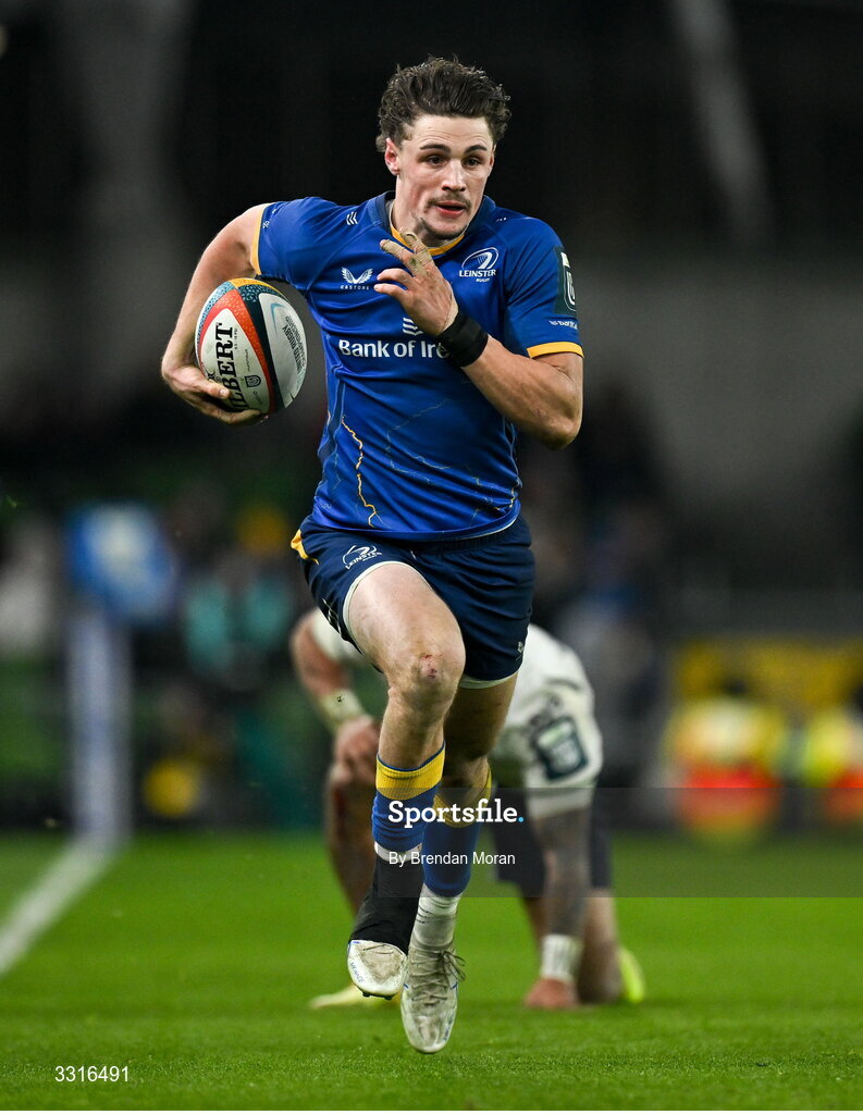 3 January 2026; Joshua Kenny of Leinster during the United Rugby Championship match between Leinster and Connacht at Aviva Stadium in Dublin. Photo by Brendan Moran/Sportsfile