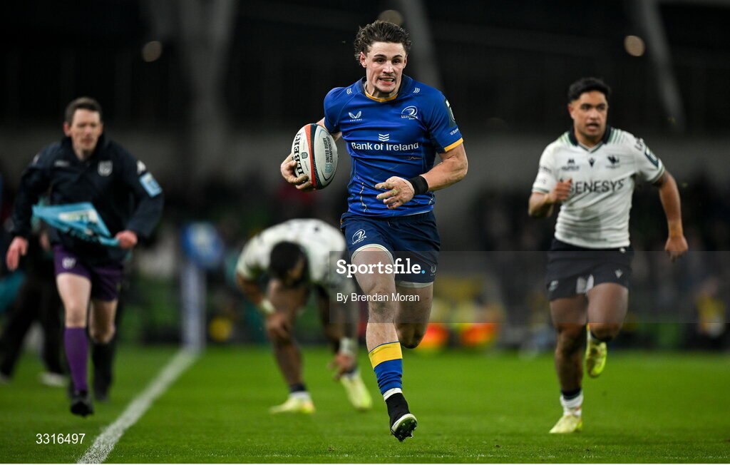 3 January 2026; Joshua Kenny of Leinster during the United Rugby Championship match between Leinster and Connacht at Aviva Stadium in Dublin. Photo by Brendan Moran/Sportsfile