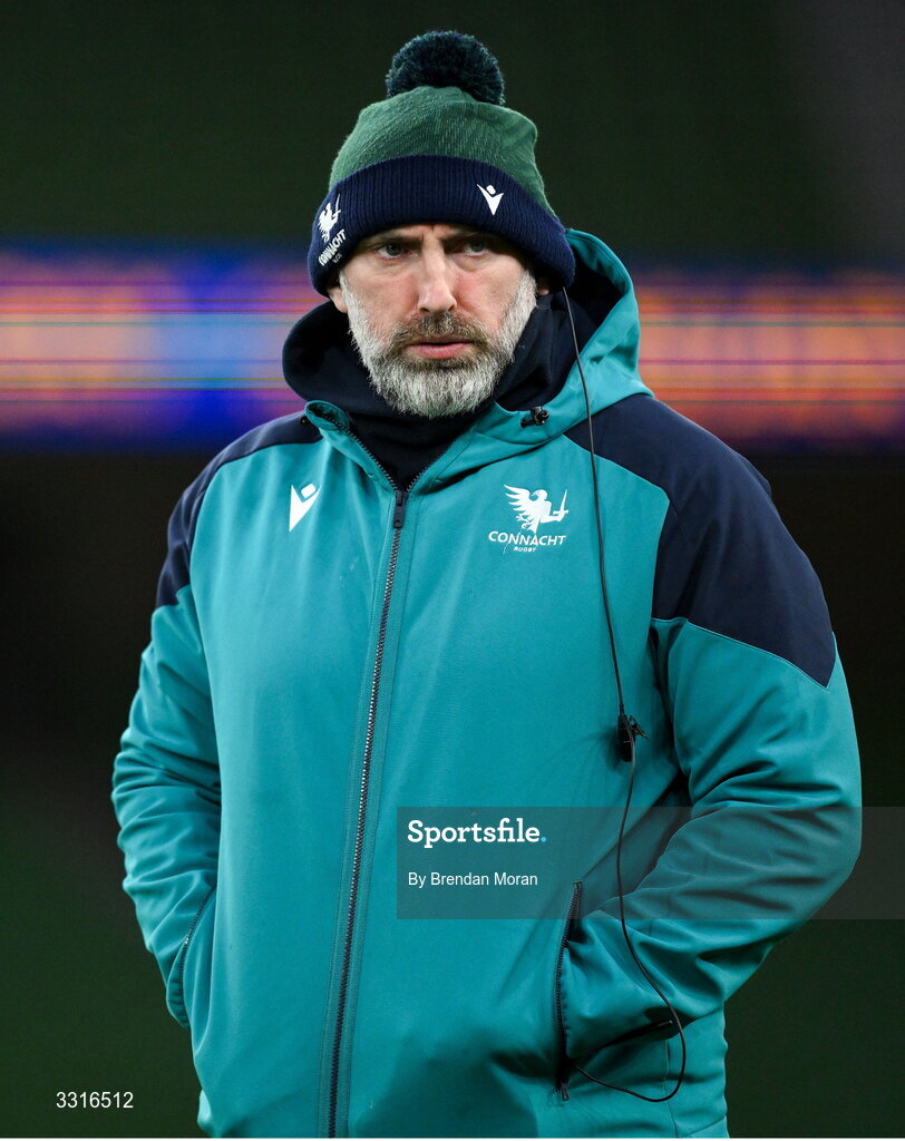 3 January 2026; Connacht lineout & maul coach John Muldoon before the United Rugby Championship match between Leinster and Connacht at Aviva Stadium in Dublin. Photo by Brendan Moran/Sportsfile