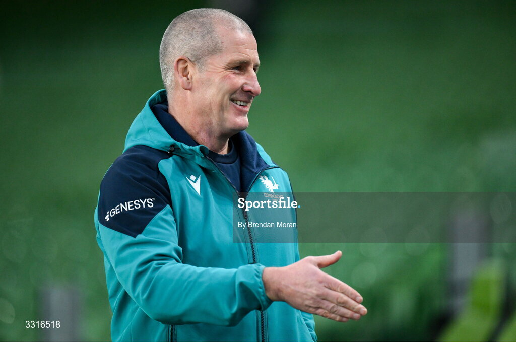 3 January 2026; Connacht head coach Stuart Lancaster before the United Rugby Championship match between Leinster and Connacht at Aviva Stadium in Dublin. Photo by Brendan Moran/Sportsfile