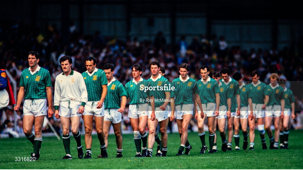 24 August 1986; Meath players in the pre-match parade before the All-Ireland Senior Football Championship semi-final match between Meath and Kerry at Croke Park in Dublin. Photo by Ray McManus/Sportsfile