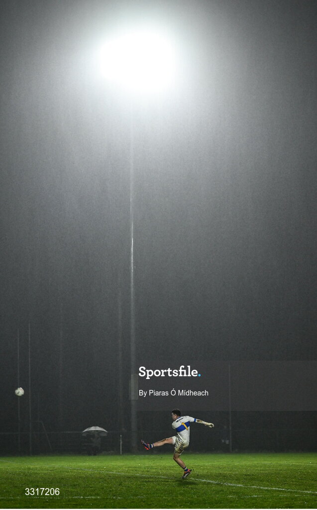 6 January 2026; Tipperary goalkeeper Robbie McGrath takes a kick-out during the McGrath Cup match between Tipperary and Cork at Cappawhite GAA Club in Tipperary. Photo by Piaras Ó Mídheach/Sportsfile