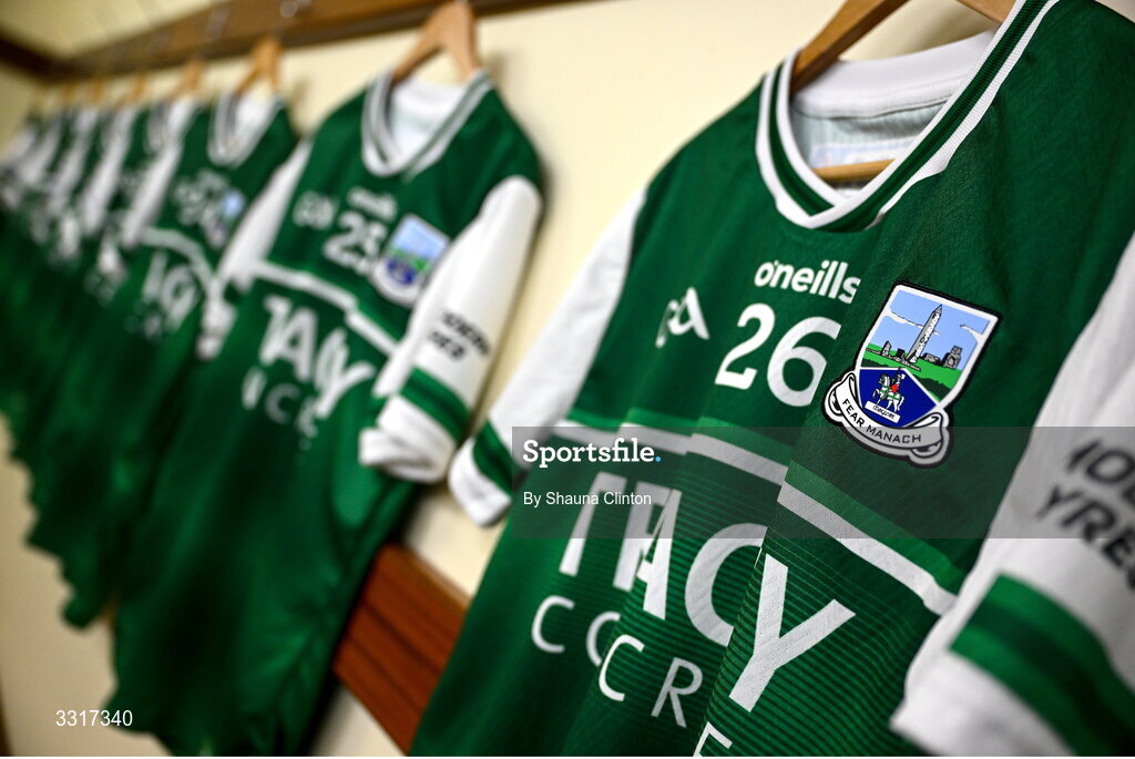 7 January 2026; Fermanagh jerseys are seen hanging in the dressing-room before the Bank of Ireland Dr McKenna Cup match between Fermanagh and Cavan at St Patrick's Park in Tempo, Fermanagh. Photo by Shauna Clinton/Sportsfile