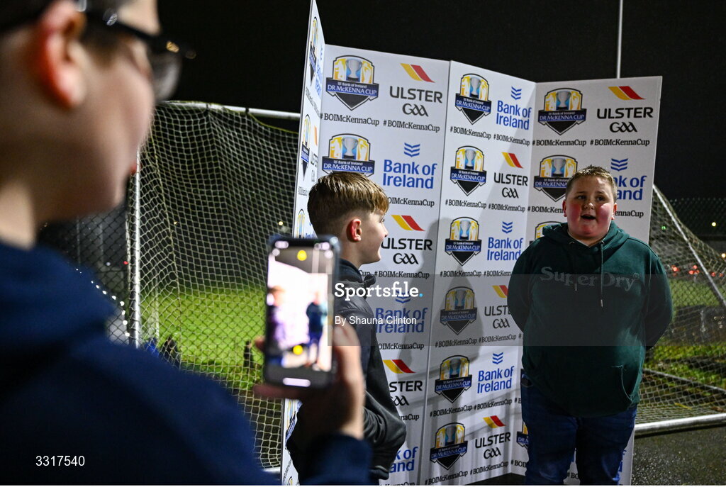 7 January 2026; Fermanagh supporter Charlie Higgins is interviewed as 'player of the match' after the Bank of Ireland Dr McKenna Cup match between Fermanagh and Cavan at St Patrick's Park in Tempo, Fermanagh. Photo by Shauna Clinton/Sportsfile