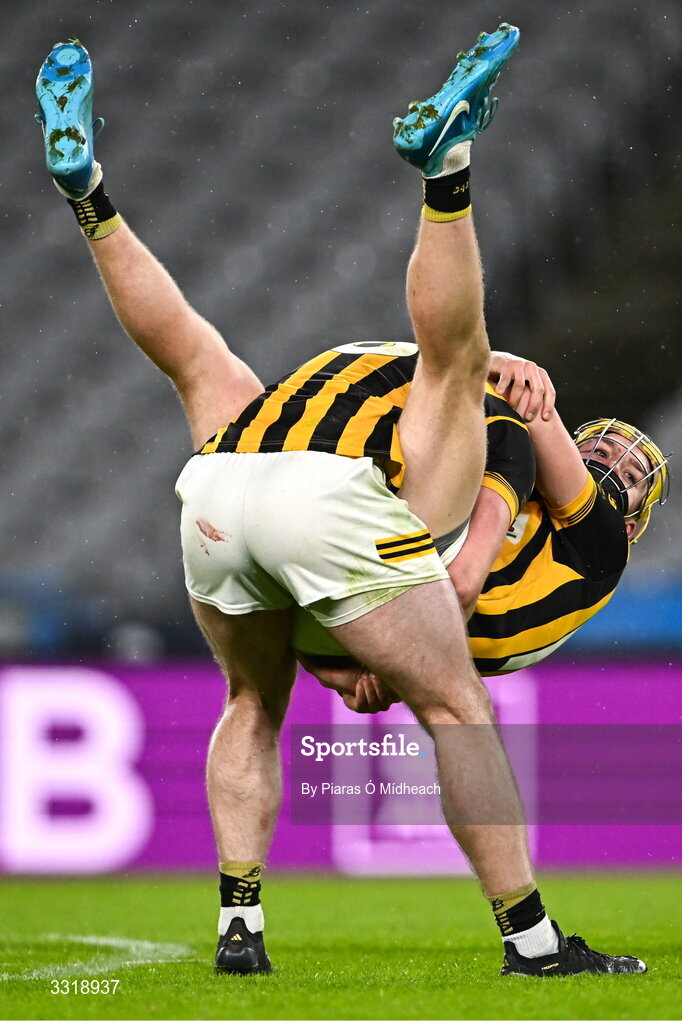 10 January 2026; Upperchurch-Drombane Gavin Ryan and Luke Shanahan, behind, celebrates after victory in the AIB GAA Hurling All-Ireland Intermediate Club Championship final match between Tooreen of Mayo and Upperchurch-Drombane of Tipperary at Croke Park in Dublin. Photo by Piaras Ó Mídheach/Sportsfile