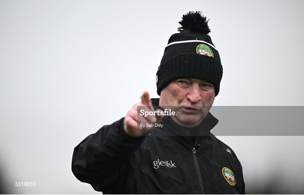 11 January 2026; Offaly manager Johnny Kelly before the Dioralyte Walsh Cup semi-final match between Galway and Offaly at Duggan Park in Ballinasloe, Galway. Photo by Seb Daly/Sportsfile