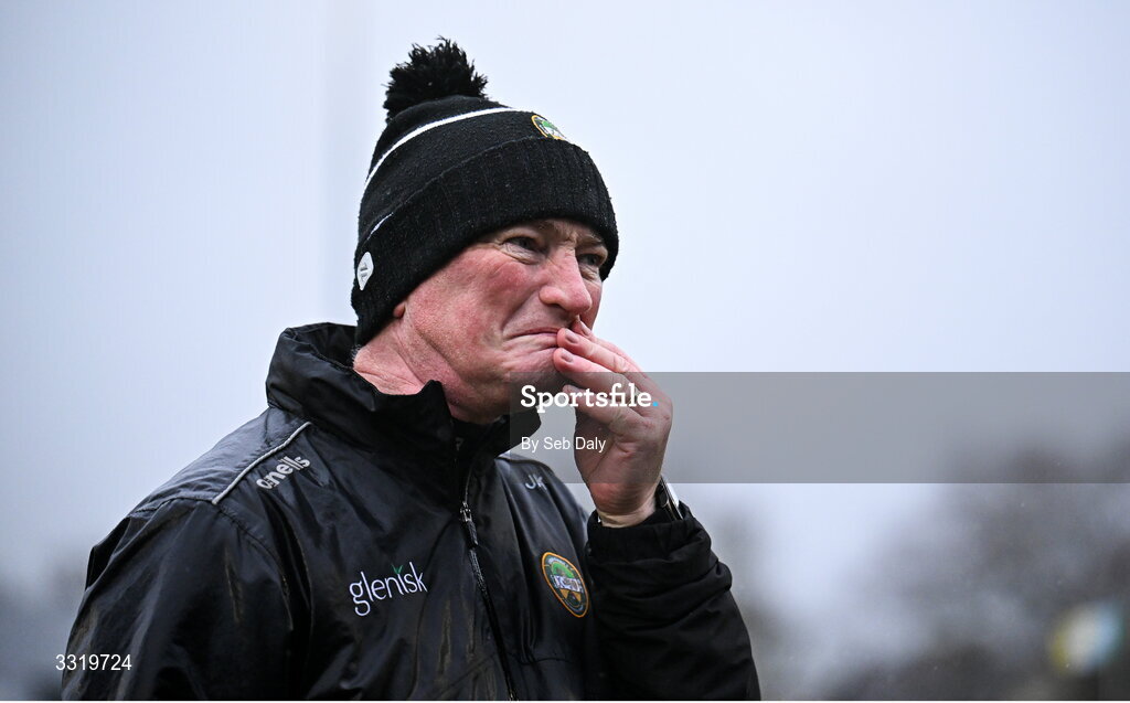 11 January 2026; Offaly manager Johnny Kelly during the Dioralyte Walsh Cup semi-final match between Galway and Offaly at Duggan Park in Ballinasloe, Galway. Photo by Seb Daly/Sportsfile