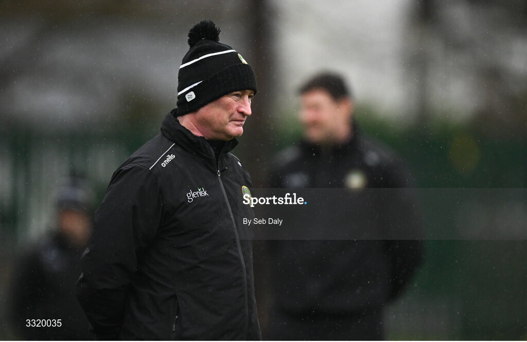 11 January 2026; Offaly manager Johnny Kelly before the Dioralyte Walsh Cup semi-final match between Galway and Offaly at Duggan Park in Ballinasloe, Galway. Photo by Seb Daly/Sportsfile