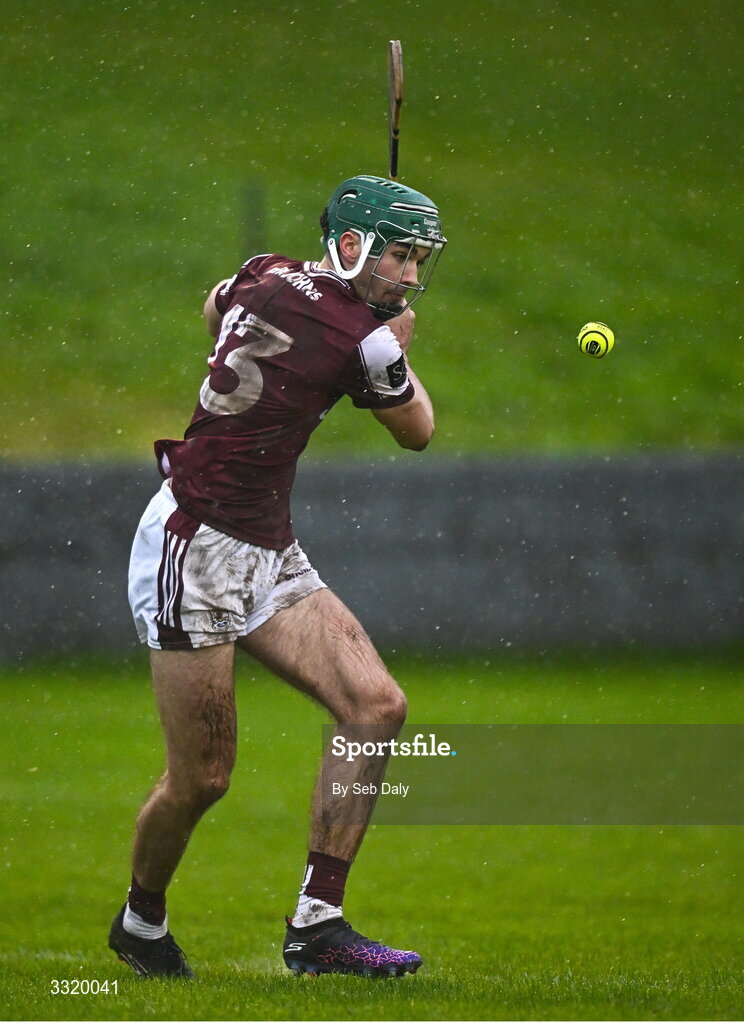 11 January 2026; Aaron Niland of Galway during the Dioralyte Walsh Cup semi-final match between Galway and Offaly at Duggan Park in Ballinasloe, Galway. Photo by Seb Daly/Sportsfile