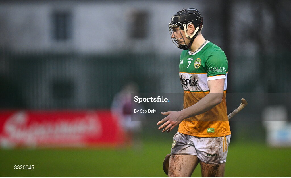 11 January 2026; Dan Ravenhill of Offaly during the Dioralyte Walsh Cup semi-final match between Galway and Offaly at Duggan Park in Ballinasloe, Galway. Photo by Seb Daly/Sportsfile