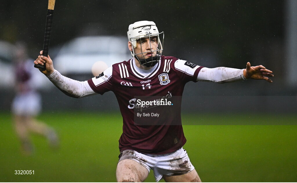 11 January 2026; Declan McLaughlin of Galway during the Dioralyte Walsh Cup semi-final match between Galway and Offaly at Duggan Park in Ballinasloe, Galway. Photo by Seb Daly/Sportsfile