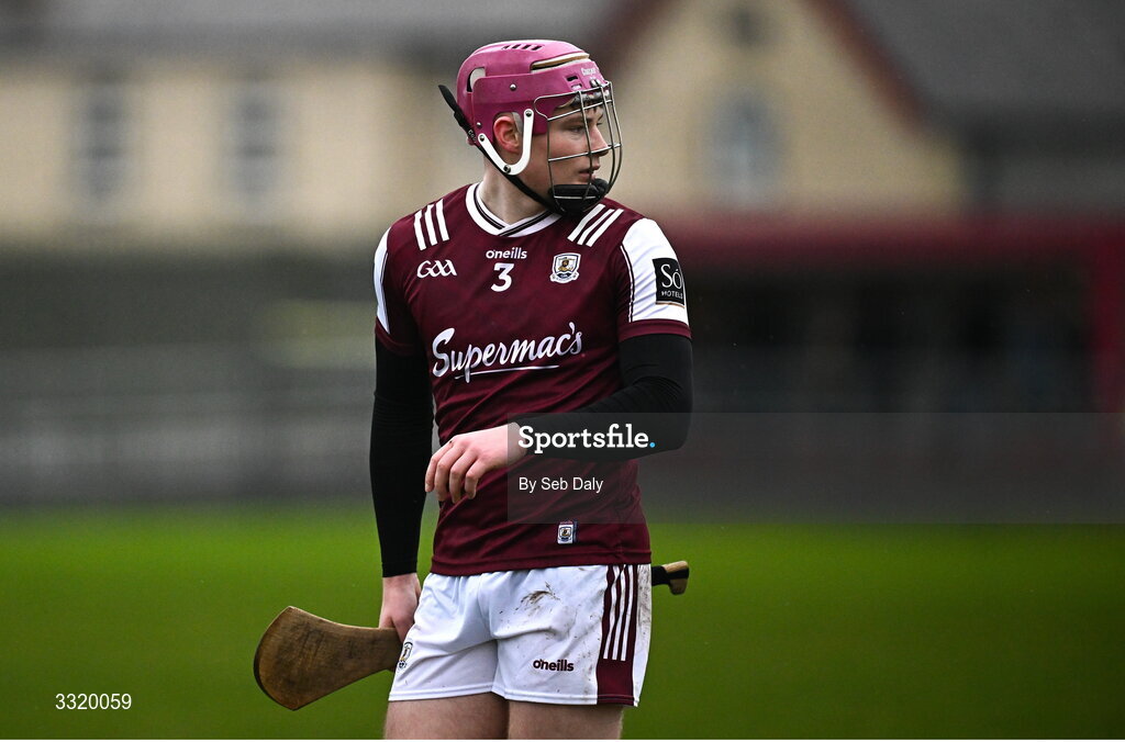 11 January 2026; Cillian Trayers of Galway during the Dioralyte Walsh Cup semi-final match between Galway and Offaly at Duggan Park in Ballinasloe, Galway. Photo by Seb Daly/Sportsfile