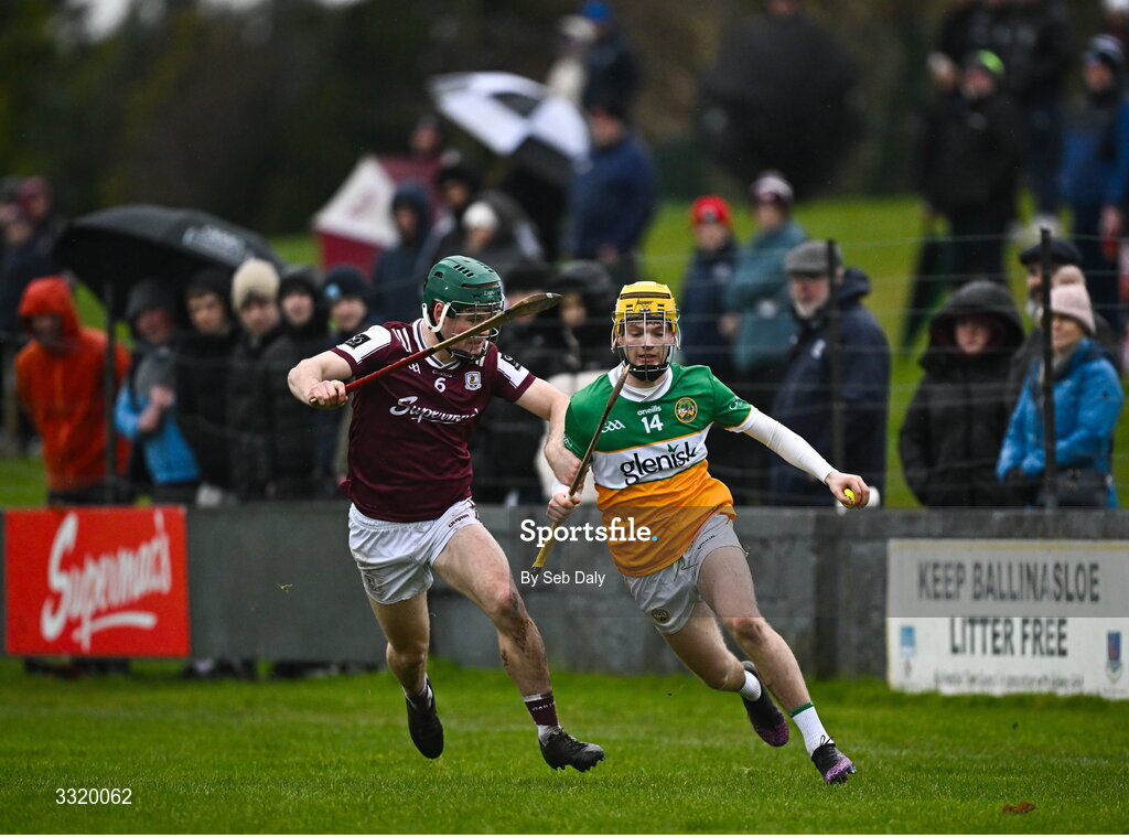 11 January 2026; Daniel Bourke of Offaly in action against Gavin Lee of Galway during the Dioralyte Walsh Cup semi-final match between Galway and Offaly at Duggan Park in Ballinasloe, Galway. Photo by Seb Daly/Sportsfile