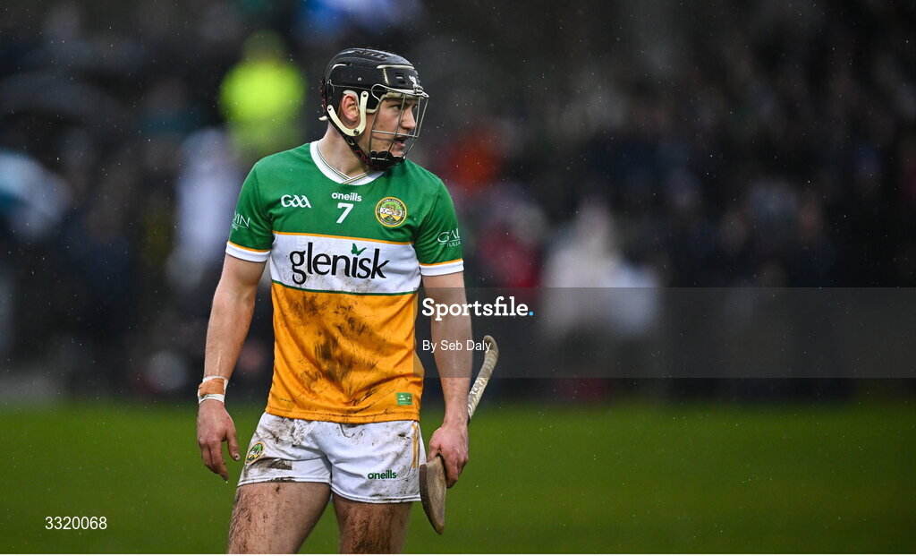 11 January 2026; Dan Ravenhill of Offaly during the Dioralyte Walsh Cup semi-final match between Galway and Offaly at Duggan Park in Ballinasloe, Galway. Photo by Seb Daly/Sportsfile