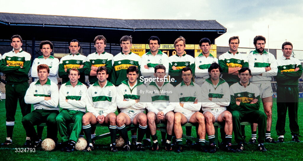 18 October 1987; Ireland team ahead of the International Rules Series First Test match between Ireland and Australia at Croke Park in Dublin. Photo by Ray McManus/Sportsfile