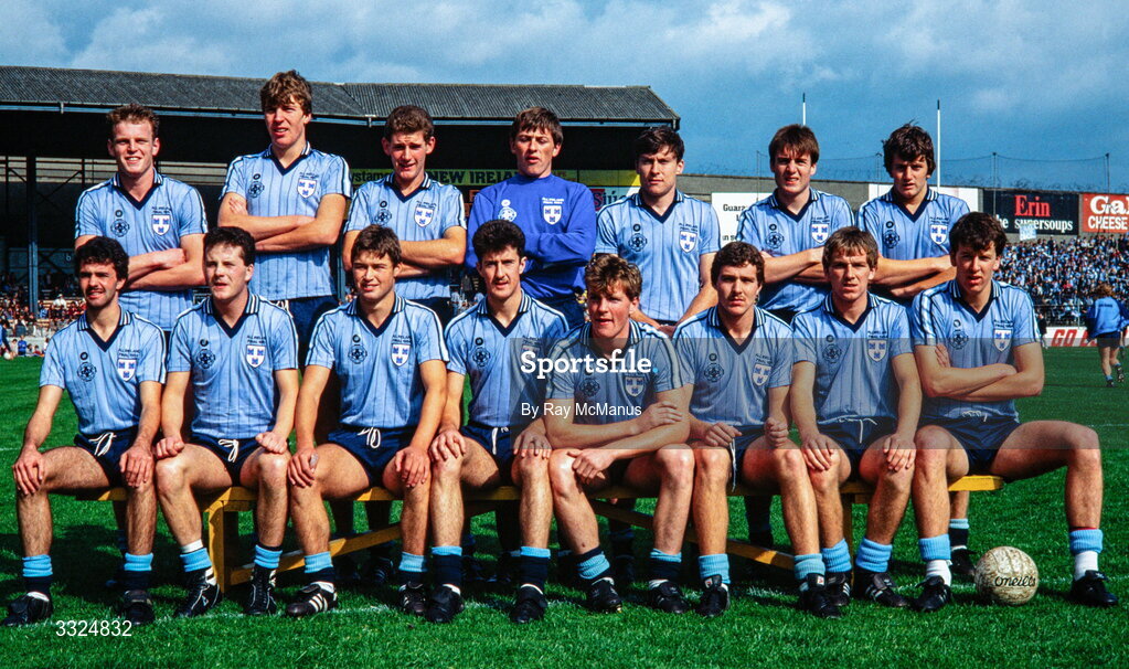 23 September 1984; Dublin minor team, back, from left Michael Crowley, Jim Stynes, Sean Barry, Martin Broderick, Niall Clancy, Bob McKeon, Albert Martin, with, front, from left, Greg Walsh, John Power, James Fahy, Paul Clarke, Conor Crowley, Ciaran Walsh, David Delappe and Alan McClean ahead of the All Ireland Minor Football Final match between Dublin and Tipperary at Croke Park in Dublin. Photo by Ray McManus/Sportsfile