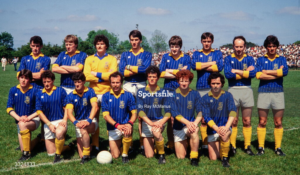 10 June 1984; Longford team, back row, from left, Kevin Hughes, Phillip Kiernan, John Martin, Matt Duggan, Liam Connerton, Kevin O'Rourke, Michael McCormack and Sean O'Shea, with, front row, from left, Gerry Clarke, Philip Smyth, John McCormack, Liam Tierney, Michael Casey, Dessie Barry and Michael O'Hara ahead of the Leinster Senior Football Championship Quarter-Final match between Longford and Offaly at Pearse Park in Longford. Photo by Ray McManus/Sportsfile