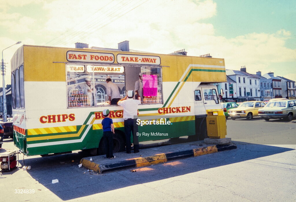 5 August 1984; A fast food vendor serves customers before the All-Ireland Senior Hurling Championship Semi-Final match between Galway and Offaly at Semple Stadium in Thurles, Tipperary. Photo by Ray McManus/Sportsfile