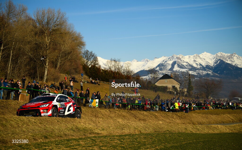 21 January 2026; Yuki Yamamoto and James Fulton compete in their Toyota GR Yaris during day one of the FIA World Rally Championship Round One in Monte Carlo, France. Photo by Philip Fitzpatrick/Sportsfile