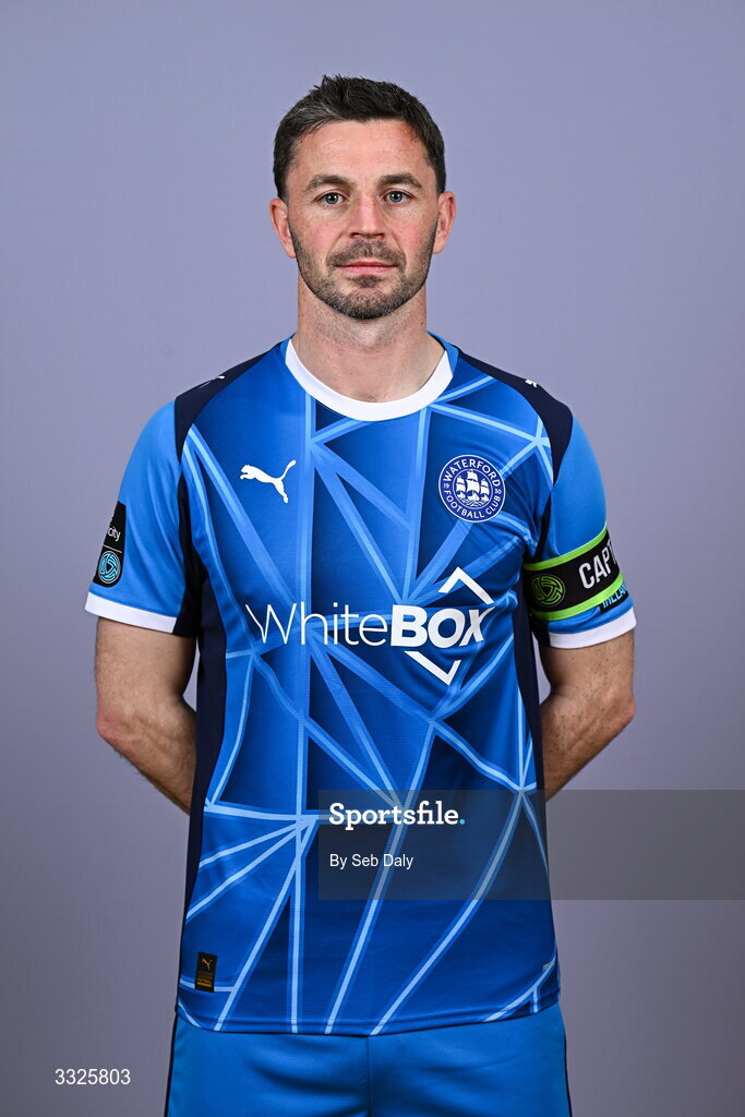 21 January 2026; Pádraig Amond during a Waterford FC squad portraits session at the SETU Arena in Carriganore, Waterford. Photo by Seb Daly/Sportsfile