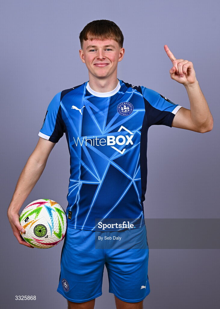 21 January 2026; Conan Noonan during a Waterford FC squad portraits session at the SETU Arena in Carriganore, Waterford. Photo by Seb Daly/Sportsfile