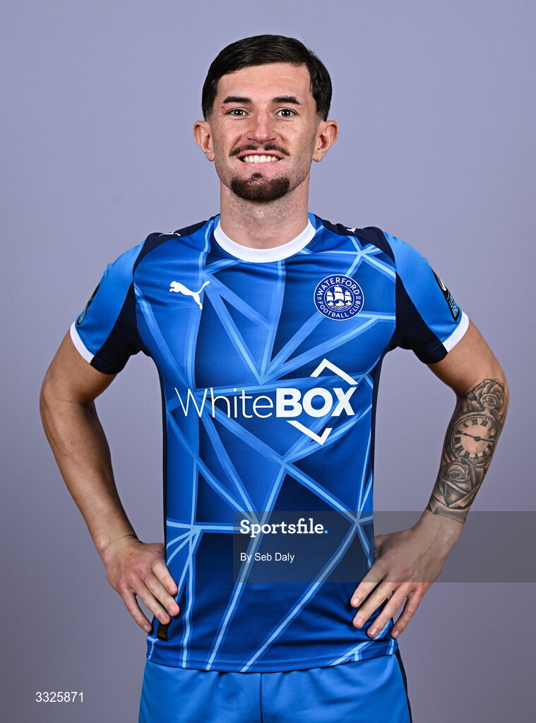 21 January 2026; Luke Heeney during a Waterford FC squad portraits session at the SETU Arena in Carriganore, Waterford. Photo by Seb Daly/Sportsfile