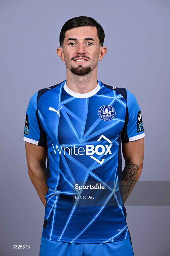 21 January 2026; Luke Heeney during a Waterford FC squad portraits session at the SETU Arena in Carriganore, Waterford. Photo by Seb Daly/Sportsfile