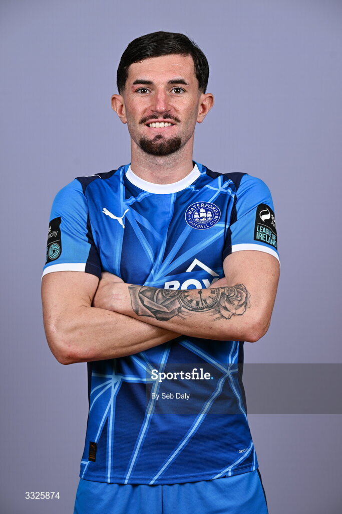 21 January 2026; Luke Heeney during a Waterford FC squad portraits session at the SETU Arena in Carriganore, Waterford. Photo by Seb Daly/Sportsfile
